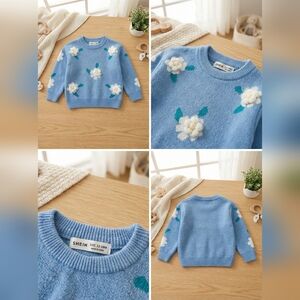 Blue Floral Kids Sweater
